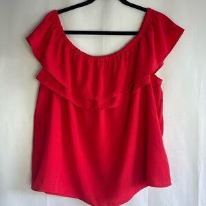 BOLD elements Vibrant Red Ruffle Blouse